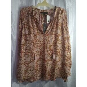 1X La Joie Essential Raglan-Sleeve Blouse Fawn Abstract Floral